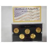 2007 24 K Gold Plated State Quarter  Collection - 5 coins
