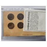 Coins of the American Frontier - Indian Head - 4 coins    Very Good