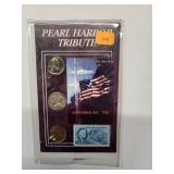 Pearl Harbor Tribute 3 coins and stamp   Very Good -Very Fine