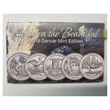 2018 America the Beautiful Quarter Collection- 5 coins - Denver Mint