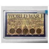 WWI Lincoln Wheat Penny Collection 1914-1918   5 coins Very Good