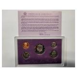 1990 Mint Proof Set 5 coins -- Uncirculated