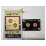 Brilliant Uncirculated Small and Large Date 1960 Lincoln Memorial Penny and 1960 Lincoln Cent lg and small date - 2 coins each set