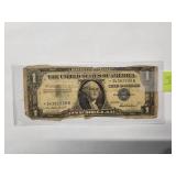 $1  Blue Seal silver certificate  with star  1957   Good