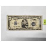 $5 Blue seal silver certificate  1934   Very Good