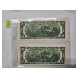 $2   consecutive low serial numbers - Uncirculated