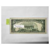 $5 Red Seal US Note 1963  Very Fine