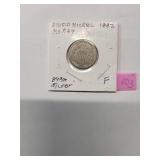 1882 Shielded Nickel - 89% Silver  (No Ray) Fine