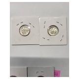 1967 Roosevelt Dime Very Fine, 1957 Roosevelt Dime Very Fine, 1946 Roosevelt Dime Very Fine, 1964 Roosevelt Dime Almost Uncirculated (1957, 1946, 1964 (0% Silver) and 1944 Wartime Nickel Very Fine Sil