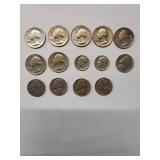7 Quarters, 1 Dime, 5 Nickels  - Misc. dates  1948 - 1974
