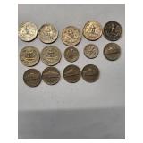 7 Quarters, 1 Dime, 5 Nickels  - Misc. dates  1948 - 1974