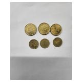 10 Euro Cent/50 Euro Cent   3 each (6 Coins)