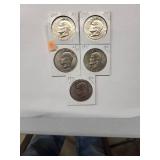 1971 Eisenhower Dollars   Almost Uncirculated - Very Fine  (5 Coins)