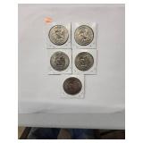 1971 Eisenhower Dollars   Almost Uncirculated - Very Fine  (5 Coins)