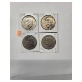 1972 Eisenhower Dollars   Almost Uncirculated - Extra Fine (4 Coins)