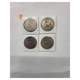 1972 Eisenhower Dollars   Almost Uncirculated - Extra Fine (4 Coins)