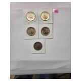 Kennedy Half Dollars 1972 (1 coin) 1979 (1 Coin) 1980 (3 Coins)  Almost Uncirculated (5 Coins)