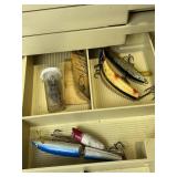 Vintage PLANO 757 Tackle Box with Tackle (including Fred Arbogast Jitterbug)