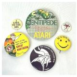 Vintage Pinback Button Lot - Minnesota Vikings, Minnesota Twins, Atari, Great Northern Railway)