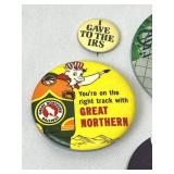 Vintage Pinback Button Lot - Minnesota Vikings, Minnesota Twins, Atari, Great Northern Railway)