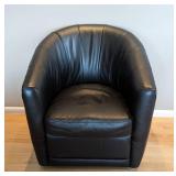 Natuzzi Black Leather Swivel Chair
