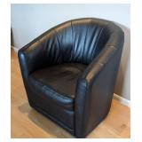 Natuzzi Black Leather Swivel Chair