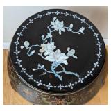 Chinese Mother of Pear Inlaid Black Lacquer Accent Table