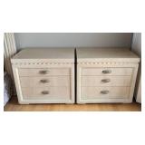 Pair of Henredon Blonde Wood Nightstands