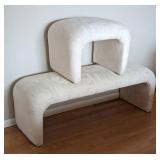 Vintage Curved Upholstered Bench Set