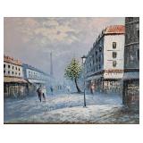 Framed Oil on Canvas Scenic Street Painting by Caroline Burnett