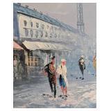 Framed Oil on Canvas Scenic Street Painting by Caroline Burnett