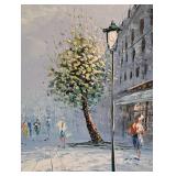 Framed Oil on Canvas Scenic Street Painting by Caroline Burnett