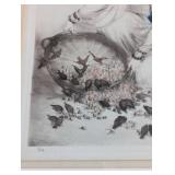 Gold Framed Lady Feeding the Birds Print by Louis Icart