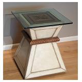Unique Wood and Glass Accent Table