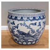 Vintage Blue and White Chinese Ceramic Planter