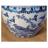 Vintage Blue and White Chinese Ceramic Planter