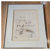 Dock Market Lithograph by Wayne Sessions