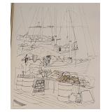 Dock Market Lithograph by Wayne Sessions