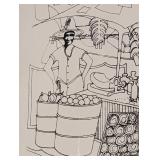 Dock Market Lithograph by Wayne Sessions