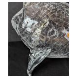 Blenko Crackle Glass Fish Vase