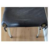 Leather Topped Iron Entryway Bench