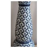 Pair of Maitland Smith Blue and White Metal Pilar Candleholders
