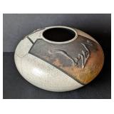 Signed Raku Pottery Vase