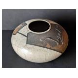 Signed Raku Pottery Vase