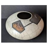 Signed Raku Pottery Vase