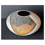 Signed Raku Pottery Vase