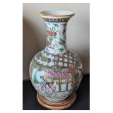 Beautiful Chinese Porcelain Rose Medallion Vase and Chinese Rose Medallion Plate