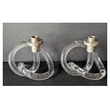 Pair of Vintage Twisted Lucite Candleholders