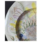 Large Artisan Glazed Tulip Platter, Signed