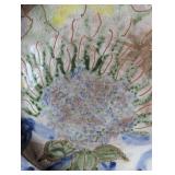 Large Artisan Glazed Tulip Platter, Signed
